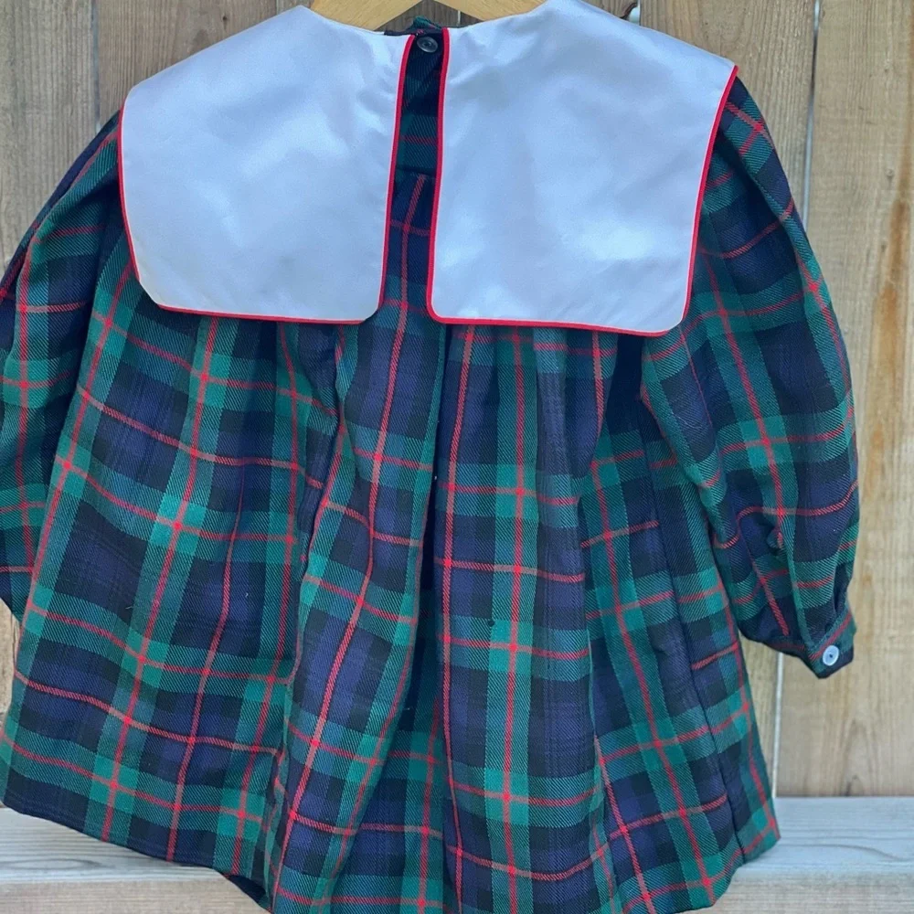 Carters Vintage Plaid Appliqué Bib Dress NWT